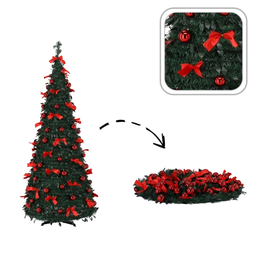 Sammenklappeligt kunstigt juletræ Nina 150 cm med 100 LED-lys - 1 stk.