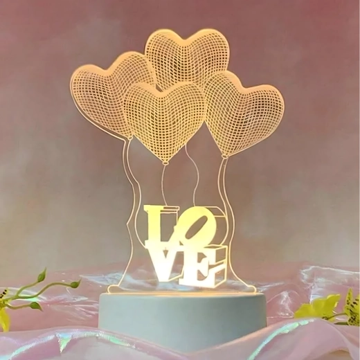 Nat LED-lampe Love hjerte 3D-illusion via USB