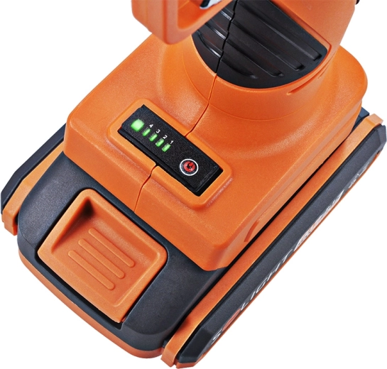 Batteri 21 V 2 Ah og kontrol af ladestatus