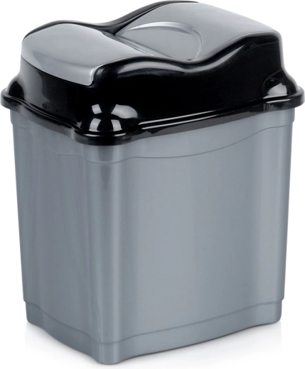 Plastaffaldsspand 5 l med vippe låg, grå