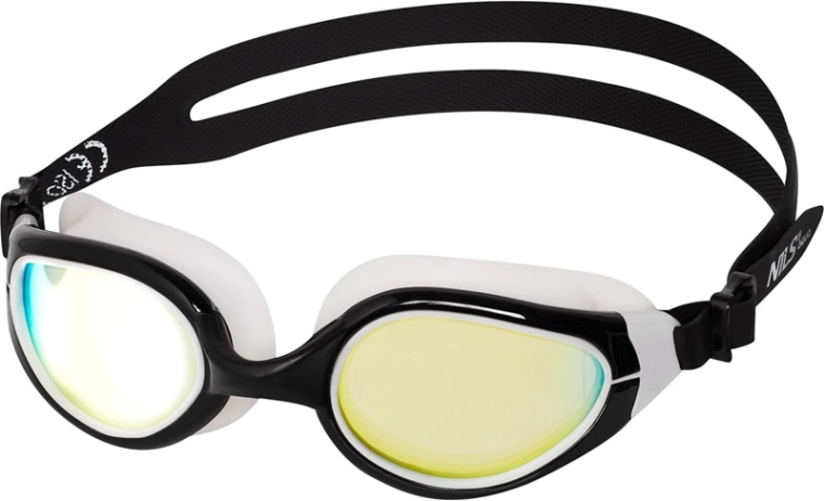NILS Aqua svømmebriller, sort/hvid med spejlglas og Anti‑Fog