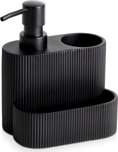 Doseringsbeholder til opvaskemiddel med holder til svamp, sort 250 ml - 1 stk.