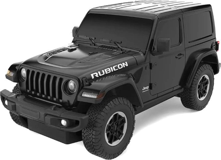 Jeep Wrangler JL fjernstyret Rastar i skala 1:24, sort