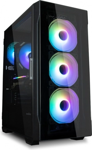 I3 Neo TG midtower RGB sort PC-kabinet med 4 blæsere