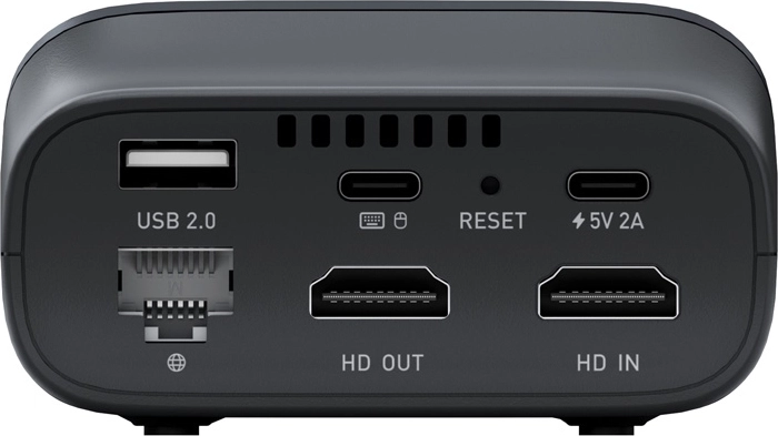 Komplet tilslutning: HDMI, USB, Ethernet og strøm via USB‑C