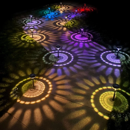 Solcellelampe til nedstik med varmt hvidt og RGB LED-lys, sort