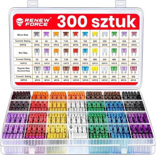 Sæt med bilsikringer, 300 stk., 2–40 A