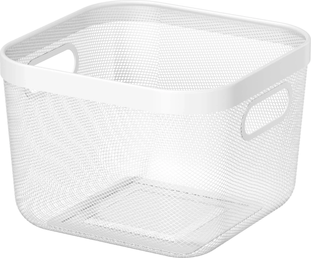 Hvid metal opbevaringskurv 24 × 24 × 17 cm