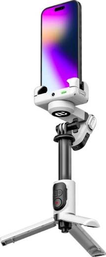 AOCHUAN Smart M1 Pro telefonstabilisator med RGB-lys, hvid