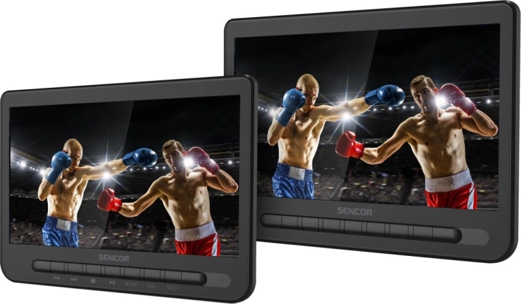Sencor bærbar dual DVD-afspiller med to 10" LCD-skærme