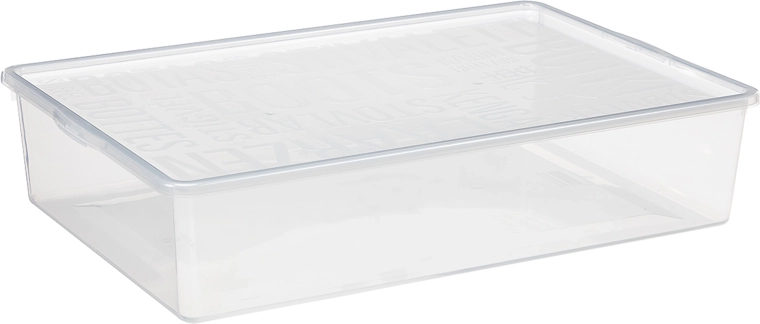 Transparent skoboks 19 l med låg