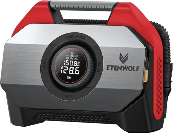 Autokompressor Etenwolf S6 11,03 bar 19.200 mAh – Rød