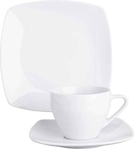 MariaPaula Moderna kaffesæt til 6 personer, 18 dele, hvidt, firkantet