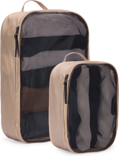 Thule packing cubes-sæt (1× mellem + 1× lille) i blød beige