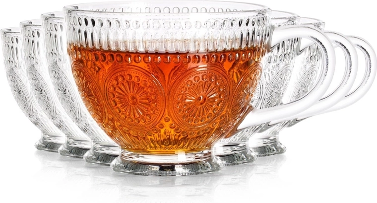Sæt glas krus til kaffe og te 400 ml, 6 stk.