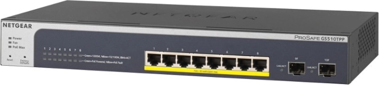 NETGEAR GS510TPP-switch 8×1Gb PoE+ med 2× SFP (190 W)
