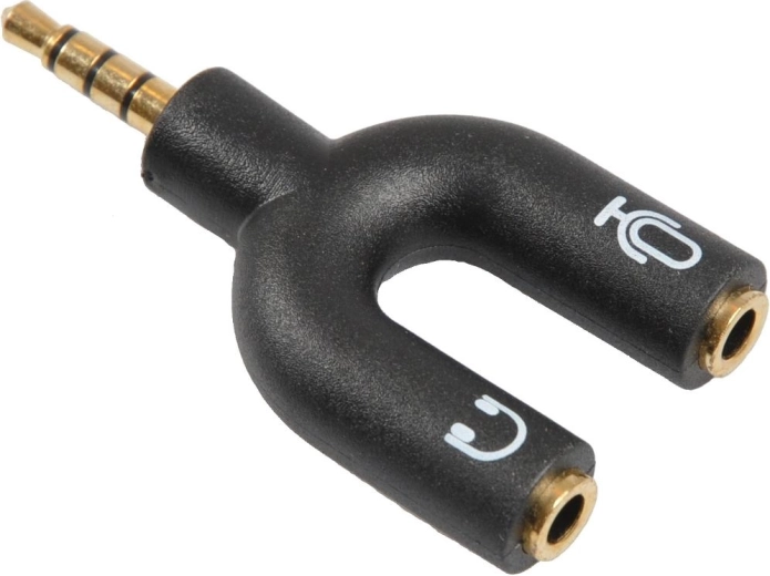 Sencor-adapter fra 3,5 mm 4-polet jackstik til 2 × 3,5 mm 3-polede jackstik