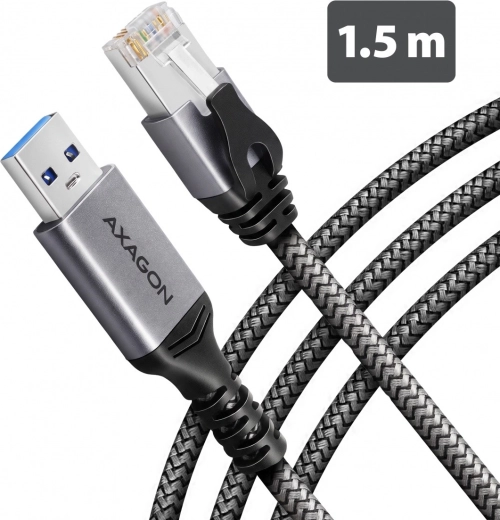 AXAGON USB-A Gigabit Ethernet-adapter med integreret CAT6 RJ-45-kabel på 1,5 m
