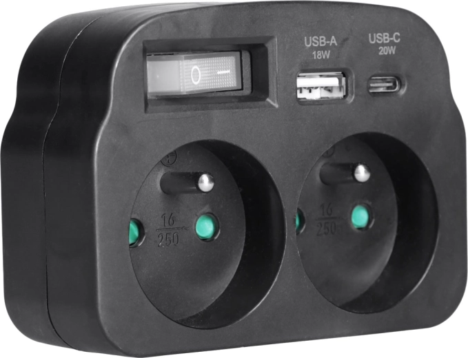 Hurtig opladning USB-A QC 3.0 og USB-C PD