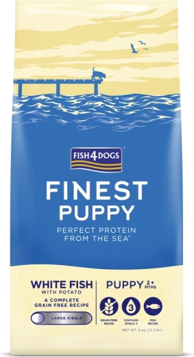 Fish4Dogs granulat til hvalpe af store racer Finest hvid fisk med kartofler 6 kg
