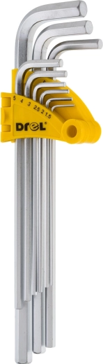 Sæt unbrakonøgler 1,5–10 mm, 9 dele, lange DREL