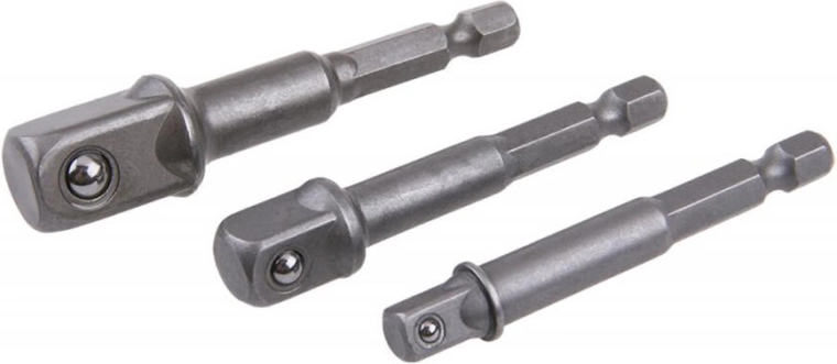 Sæt adaptere til boremaskine 1/4", 3/8", 1/2" – 3-delt