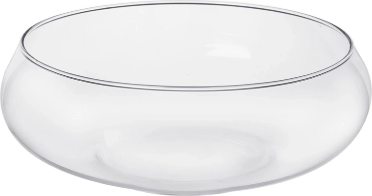 Klar glasvase lav og bred 25 cm