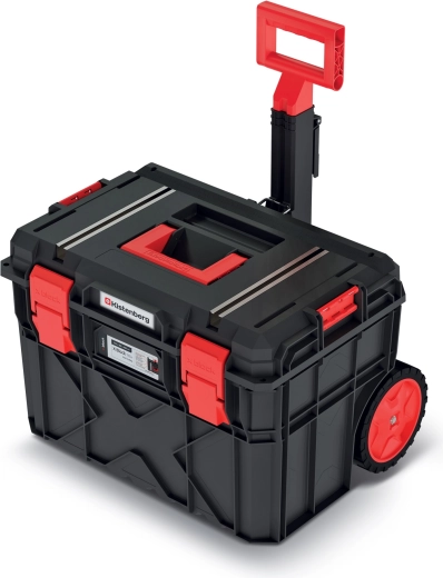Værktøjskasse med transporthjul X‑BLOCK TECH 546 × 380 × 400 mm – sort