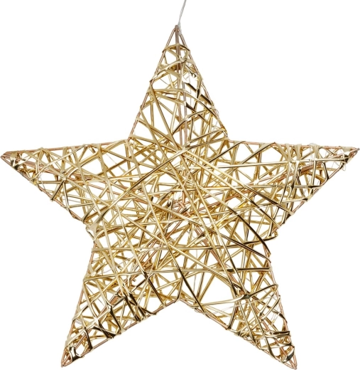 Lysende gylden stjerne 30 cm, 20 LED med timer