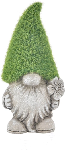 Keramisk nisse i mosgrå udførelse 27 cm