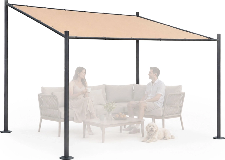 Multigarden havepergola 3 × 3 m med stålkonstruktion, beige