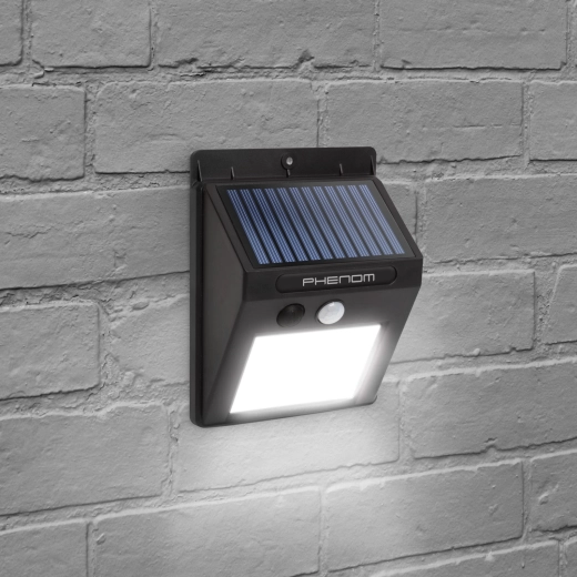 Solcelledrevet væglampe med bevægelsessensor og COB LED