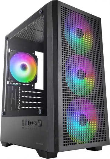 Mars gaming MC-Vector sort mATX-kabinet med 4× ARGB-blæsere