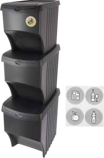 Affaldssorteringsspand UH 3×22 l sort