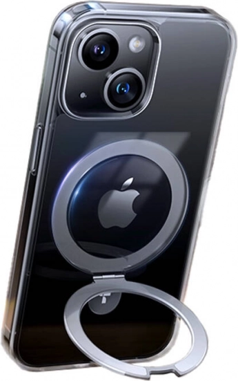 Torras gennemsigtigt magnetisk etui med stander til iPhone 15