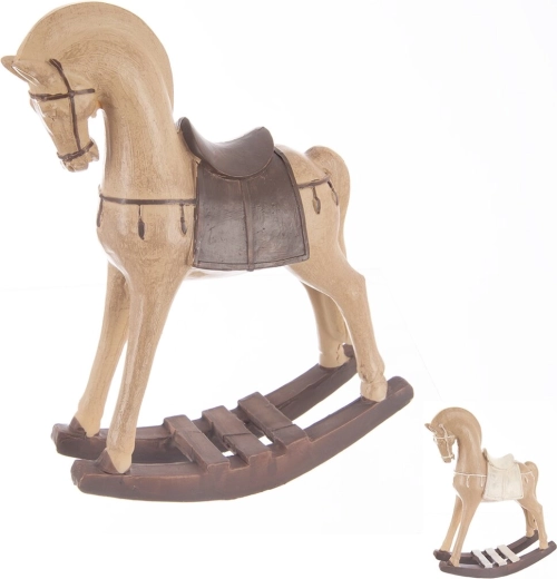 Brun gyngehest i polyresin – dekorativ figur