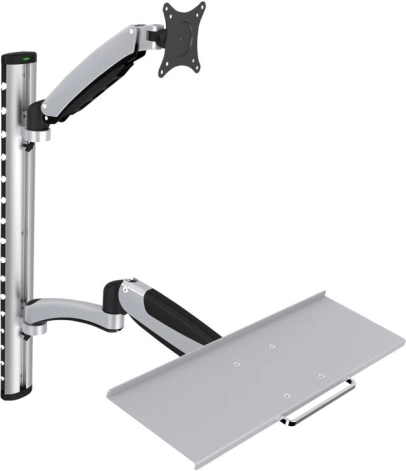 Vægmonteret arm til skærm og tastatur, maks. 27", maks. 8kg, drejelig 360°