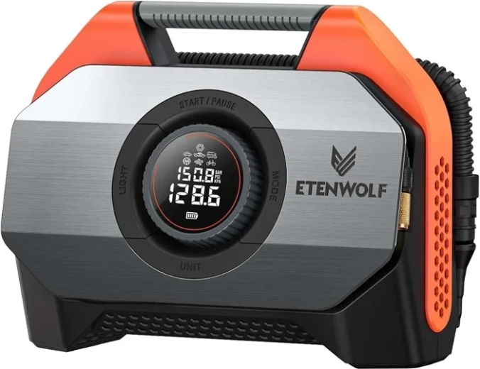 Autokompressor Etenwolf S6 med 19.200 mAh batteri, 11,03 bar, orange