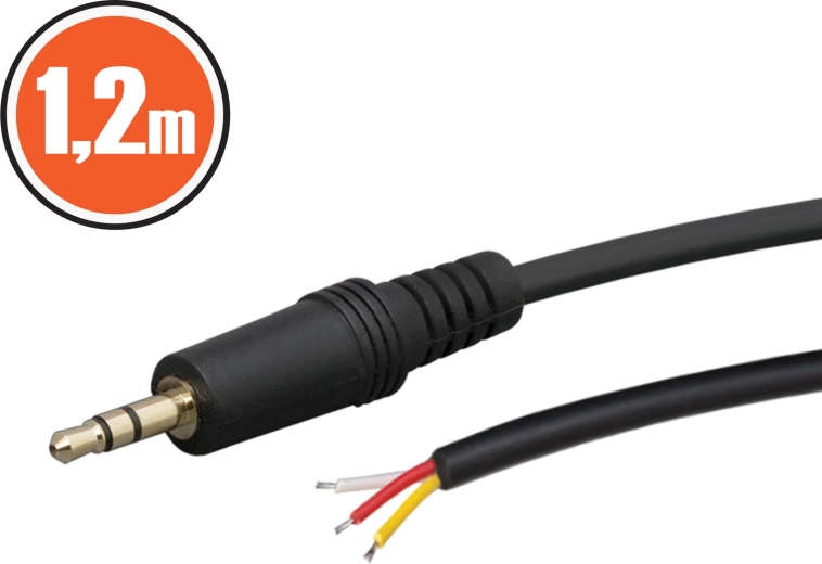 Lydkabel Jack 3,5 mm stereo, 1,2 m, sort