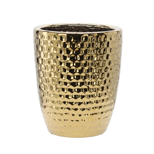Keramisk urtepotteskjuler, gylden bikube, 31,5 × 31,5 × 38,5 cm