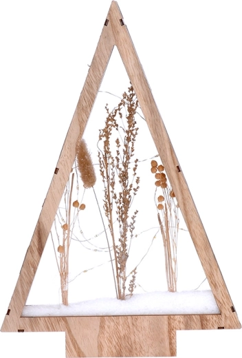 Solight LED juledekoration i træ – træ med snedækkede vinterblomster 37 cm - 1 stk.