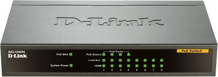 D-Link DES-1008PA 8-port desktop-switch Fast Ethernet med PoE