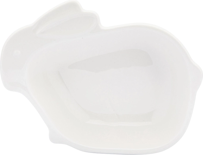 Porcelænserveringsskål i kaninform, cremefarvet