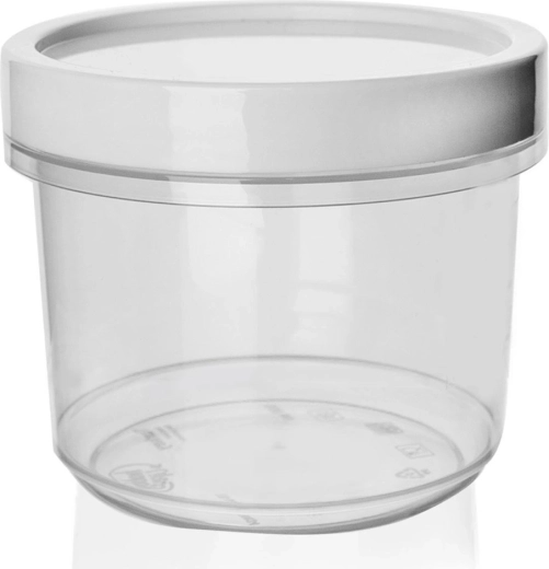 Plastisk rund fødevareboks med tætningsring og skruelåg 940 ml