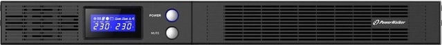 UPS PowerWalker line‑interactive 500 VA 1U til 19" rack med LCD og USB HID/RS‑232, 4× IEC