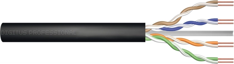 Udendørs gel installationskabel kat. 5e U/UTP, 305 m, sort