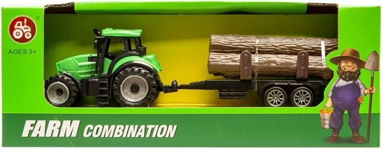 Lille traktor med træanhænger - 1 stk.
