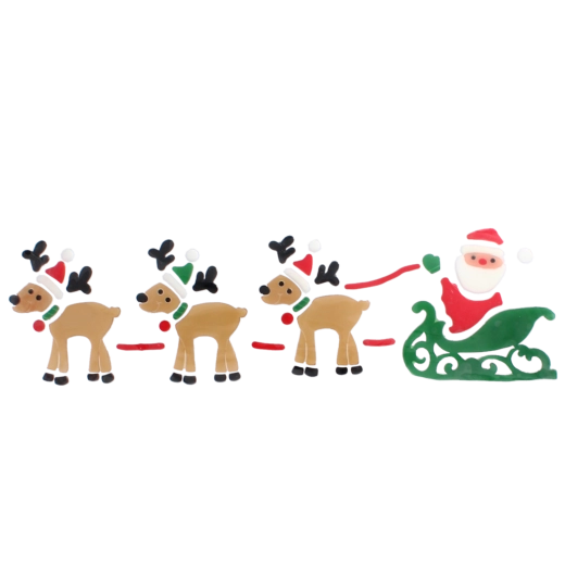 Juletræ og slæde med rensdyr til en festlig scene