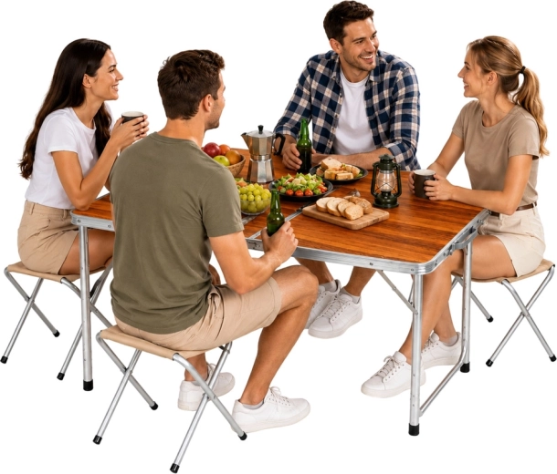 Sæt til 4 personer: bord + 4 skamler