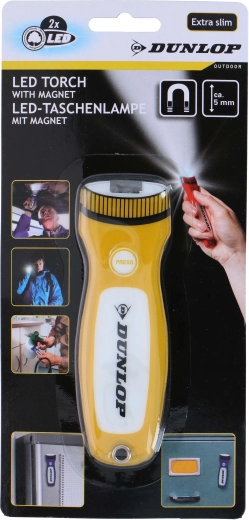 DUNLOP lommelygte 2× LED med magnet